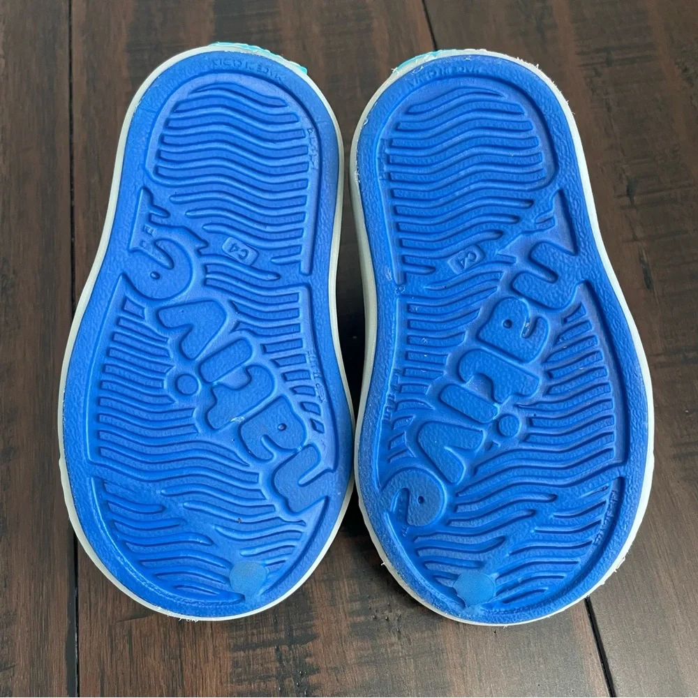 Native Jefferson Style Blue Glow in the Dark Slip On Toddler Shoes